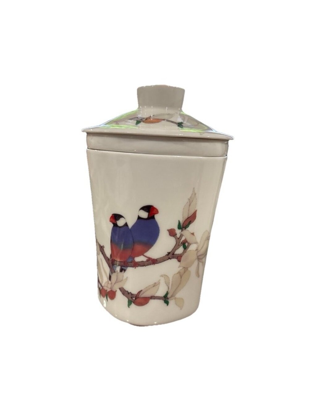 Teavana Ceramics Tea Cup Mug Infuser w Lid And birds On Branch Chang Hsitsun